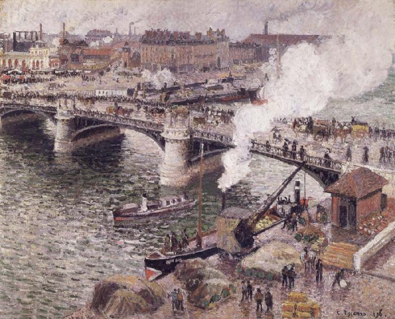 Camille Pissarro Pont Boieldieu in Rouen,damp weather Norge oil painting art